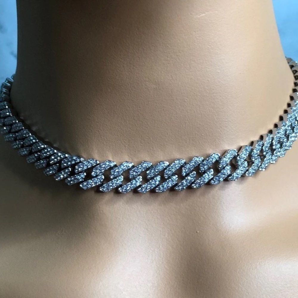 Micro Paved 12mm S-Link Miami Cuban Necklaces Hiphop Men and women Iced